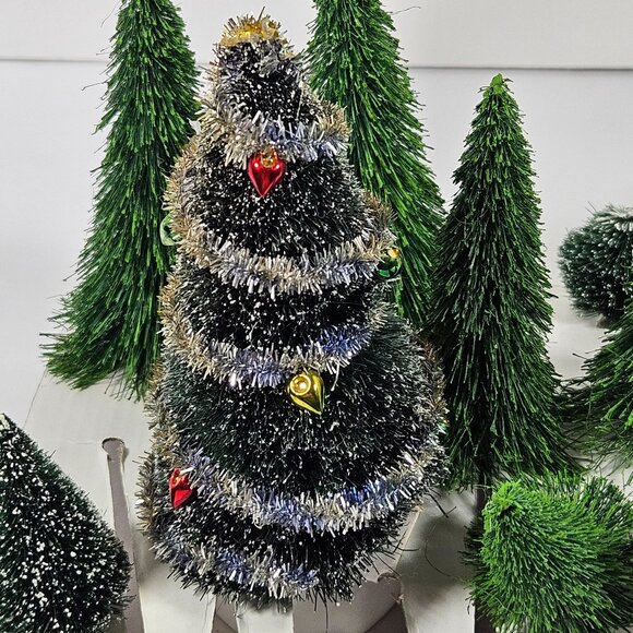 Department 56 Mini Sisal Evergreens Christmas Tree Bush Hedge Pine Trees Lot - Picture 2 of 9